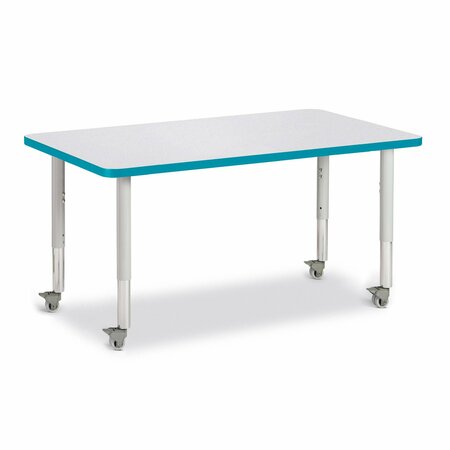 JONTI-CRAFT Berries Rectangle Activity Table, 30 in. x 48 in., Mobile, Freckled Gray/Teal/Gray 6473JCM005